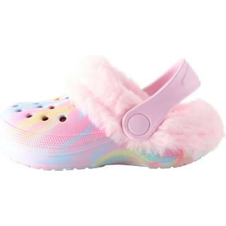 Next Pink Marble Faux Fur Lined Clog Slippers