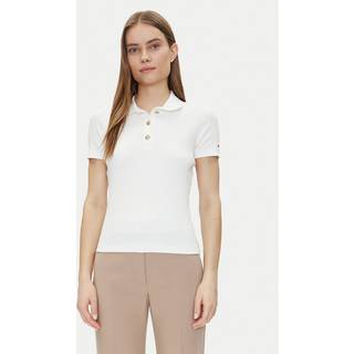 Slim Gold Button Polo T-shirt, Ecru, XXL