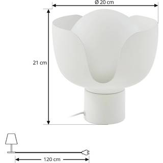 Lindby Fiora bordlampe, beige, glas, metal, Ø 20 cm