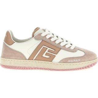 Balmain Swan suede-trimmed leather sneakers - pink - EU 40
