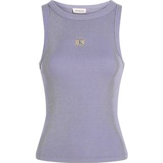 Slim Ribbed Cotton Tank Top - Purple - M