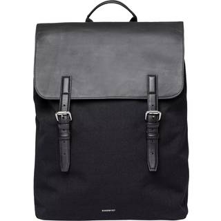 Sandqvist Everyday Lid Backpack L - Black with Black Leather - One Size