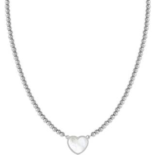 Nomination Emosfere Mother of Pearl Heart Rich Beaded Stainless Steel Necklace - Silver - 15cm