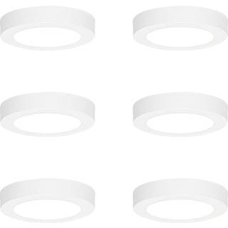 Sæt med 6 indbyggede eller overflademonterede spots hvid 14 cm inkl. LED 3-trins dæmpning til varm med dip switch - Trans