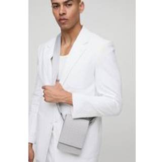 Mens Grey PU Diamond Cross Bag
