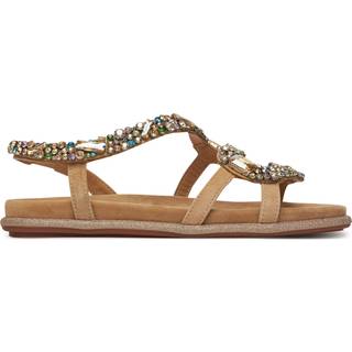 Alma en penatil kvinder. V251605 Sandaler i slangeskind med brune rhinsten (40), Læder, Fast, Ingen, Casual