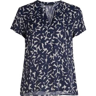 Bluse - Vingeærme & Print - Mørkeblå