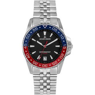 Jacques Lemans 1-2205K Herrenuhr Quarz Stahl/Schwarz 20 bar