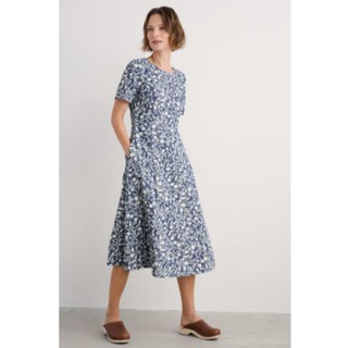 Seasalt Cornwall Seasalt Cornwall Blue Fox Path Printed Chambray 100% Cotton Dress