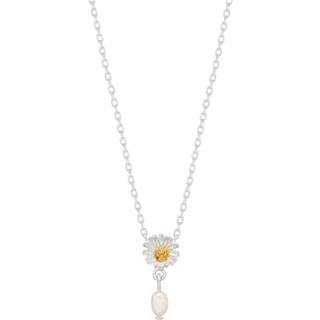 Estella Bartlett Estella Bartlett Silver Tone Flower Pearl Drop Necklace