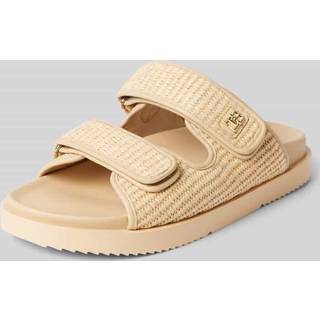 TH Monogram Raffia Buckle Cleat Sandals