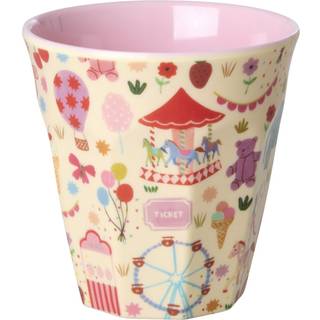Rice melamin børnekop Medium Fun fair print - Pink