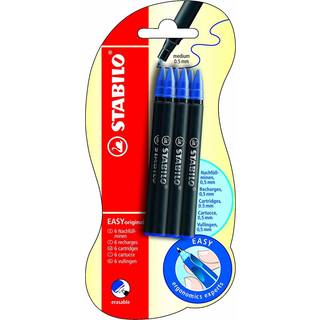 Pakke med 6 stabilo let original genopfyldning bl?kpatroner bl?t medium