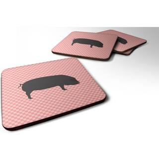 """" Caroline's Treasures Devon Large Black Pig Pink Check Dekorative Coasters 3.5 """" """" Multicolor """"