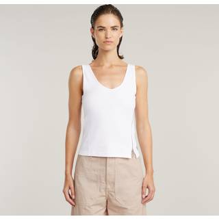 Asymmetrical Zip Slim Tank Top - White - Women