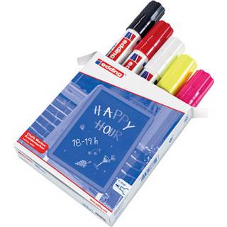 Edding 4090-999 kridt marker 5 farve sortiment, flad spids 4-15mm