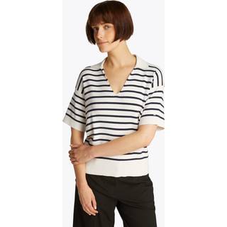 Mini Open Polo Striktrøje, Ivory Petal/Dark Night Navy, S