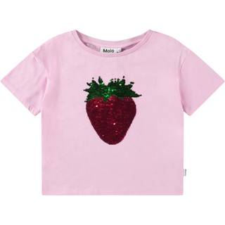 Molo Roseanna T-shirt Glitter Strawberry 98 cm  Lyserød  98 cm  kvinde