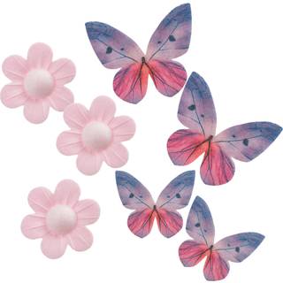 Sommerfugle & Lyserøde Blomster Vaffelpapir – 9 stk., Dekora