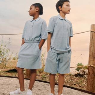 Givenchy Kids 4G cotton terry jacquard polo shirt - blue - Y 12