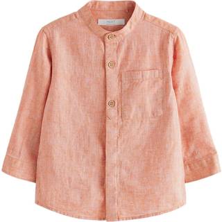 Next Orange Grandad Collar Linen Mix Shirt (3mths-7yrs)