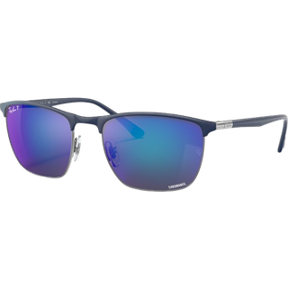 Ray - Ban Unisex RB3686 92044L Solbriller Stål Blå Blå Firkantet Polariseret Spejl