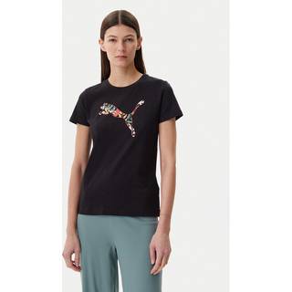 Women&#39;s Puma GRAPHICS Floral Cat Logo T-Shirt, Black, Size S, Clothing - Black - S