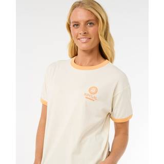 Rip Curl Women's San Carlos Ringer Tee T-shirt Damer størrelse XL farve hvid