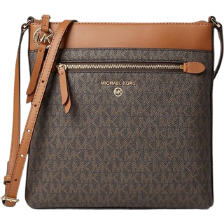 Michael Kors jet s?t charme lille nord/syd flad crossbody brun/agern en st?rrelse