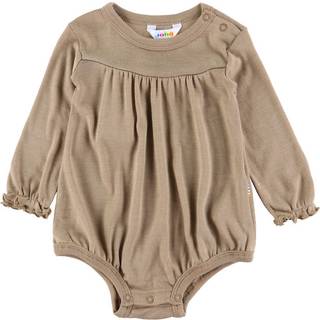 Body med lange ærmer i beige uld og silke