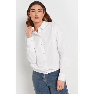 Lts Tall White Cotton Elasticated Hem Shirt 20 Lts | Tall Women's Shirts & Blouses