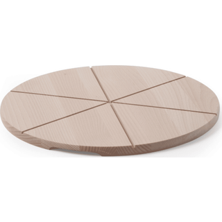 Pizza bræt, Hendi, Ø450mm, råbøgetræ med riller til at skære i 6 lige dele.