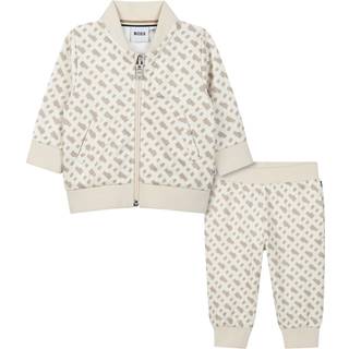 BOSStil drenge. J52127 Sæt med cardigan og beige joggingbukser (9meses= 71cm), Casual, Polyester, Lange ærmer, børnetøj