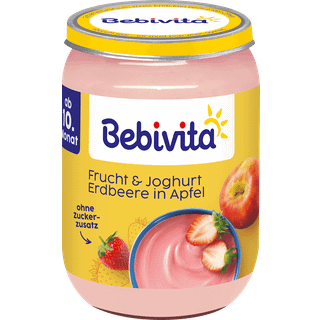 Bebivita Økologisk frugt og yoghurt med jordbær og æble 57.63 DKK/1 kg (6 x 190.0g)