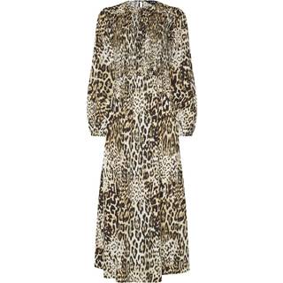 Lts Tall Natural Brown Animal Print Shirred Midaxi Dress 20 Lts | Tall Women's Midaxi Dresses