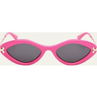 Emilio Pucci Kvinde EP0223 75A Solbriller Acetat Violet Røg Geometrisk Normal