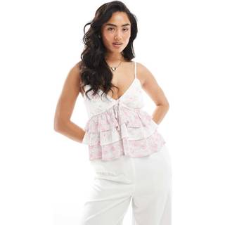 Hollister Hollister Pink V-Neck Tiered Babydoll Cami top