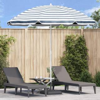 Strandparasol med aluminiumsstang i blå og hvid 300 cm