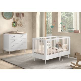 Baby- og juniorseng med kommode Forrest Beech sæt 70 × 140 cm – hvid
