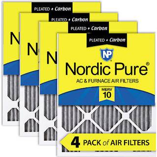 Nordic Pure 24x24x1 (23_3/8 x 23_3/8 x 3/4) Furnace Air Filters Merv 10 plisseret plus carbon 4 -pakke