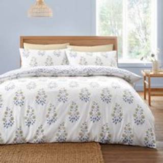 Bianca Bianca Blue Eloise Floral Cotton Satin Stripe Duvet Cover Set