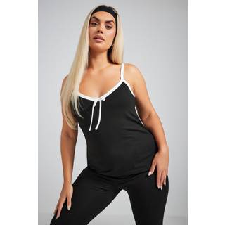 Yours Curve Yours Curve Black Limited Vest With Constrast Drawstring