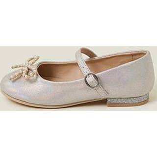 Angels By Accessorize Angels By Accessorize Grey Girls Pearl Bow Ballerinas Flats