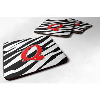"""" Caroline's Treasures CJ1024-QFC Monogram-Zebra Red Foam Coasters (Sæt på 4) indledende bogstav q 3.5 """" ""H x 3.5"" """" ""W multicolor"" ""