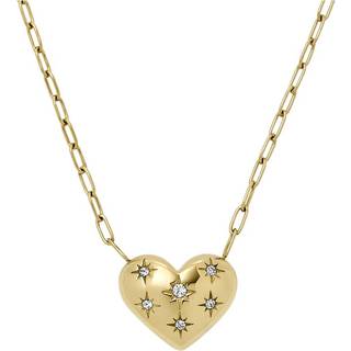 Fossil JF04856710 Yellow IP Stone Set Heart Necklace - J49371