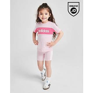 adidas Girls' Linear T-Shirt/Shorts Set Infant, Pink - 2-3Y