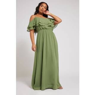Yours Curve Yours Curve Green London Plain Cold Shoulder Dress