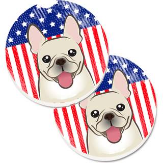 """" Caroline's Treasures American Flag & French Bulldog Sæt med 2 Cup Holder Car Coasters BB2168Carc 2.56 Multicolor """"