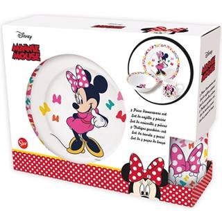 Minnie børneservice i keramik - Spisesæt i 3 dele til børn - Disney Minnie Mouse