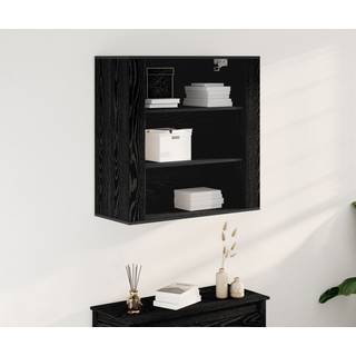 Vægskab Med Hylde Sort Eg 80 X 33 X 80 Cm Konstrueret Træ